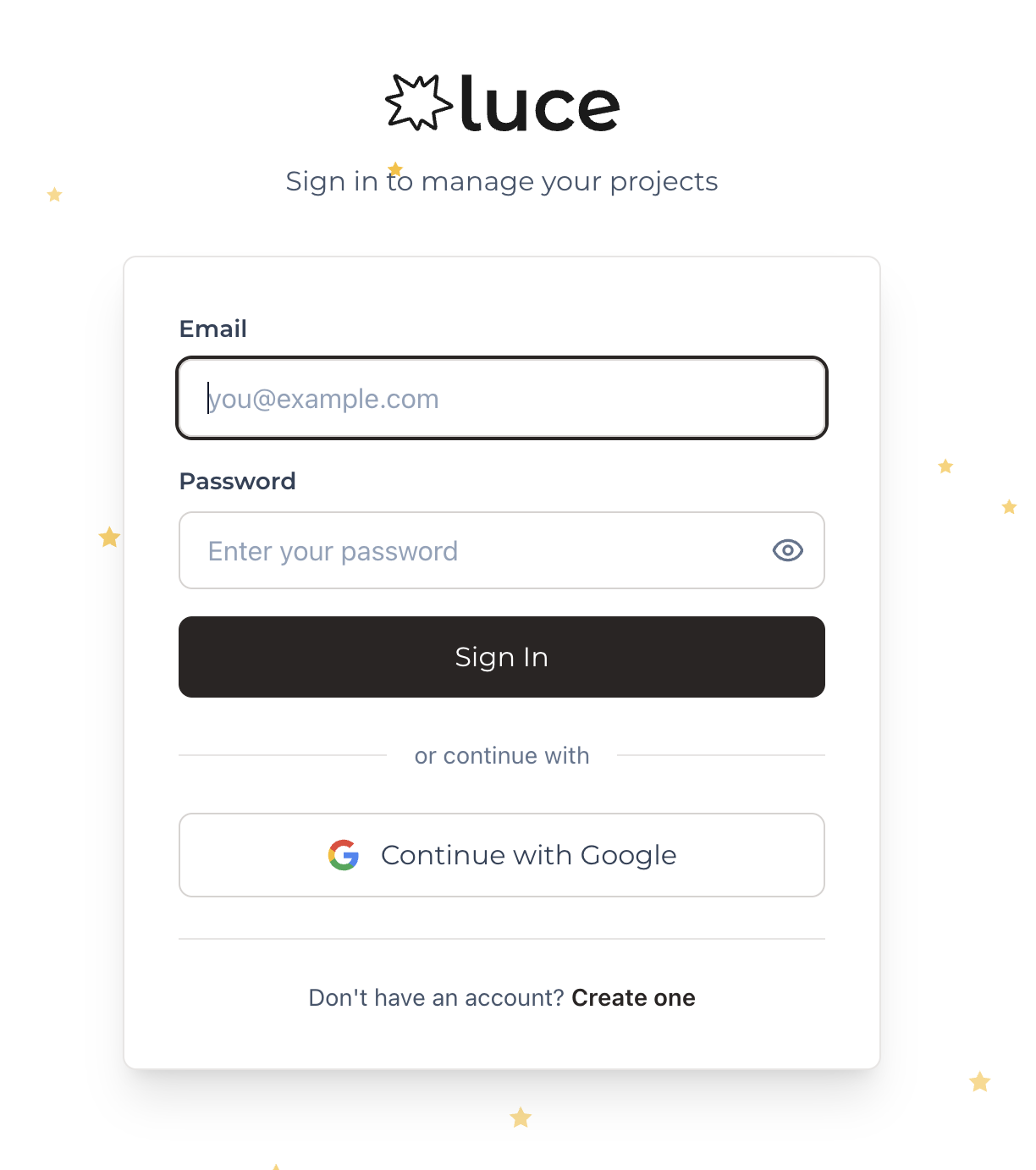 Luce login page